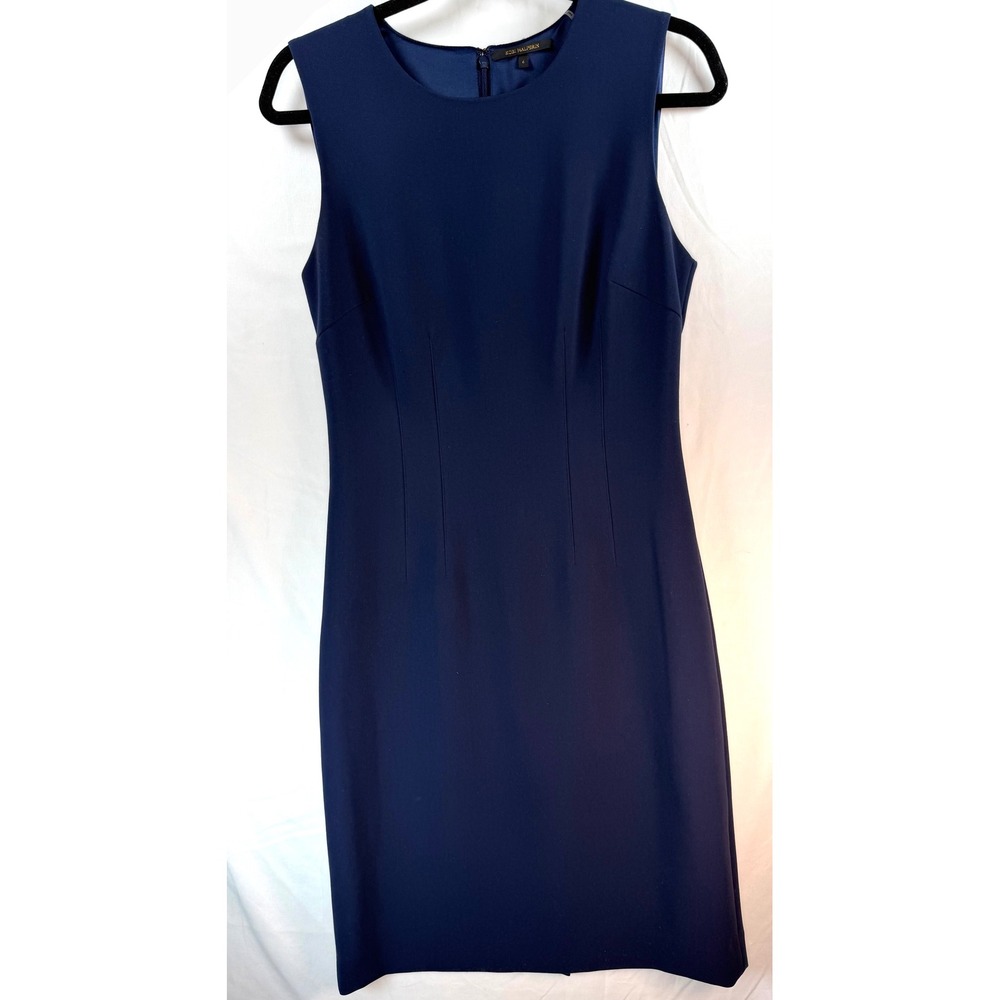 Kobi Halperin Navy Blue Sleeveless Sheath Dress Size 6 Lined Professional